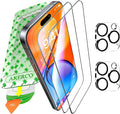 Full Edge Coverage 9H+ Glass 2 Pack+2 Camera lens cover for iPhone 16 Pro Max Screen Protector (12FT Military Grade Shatterproof) for 16 ProMax Tempered HD Clear Anti-Scratch 6.9