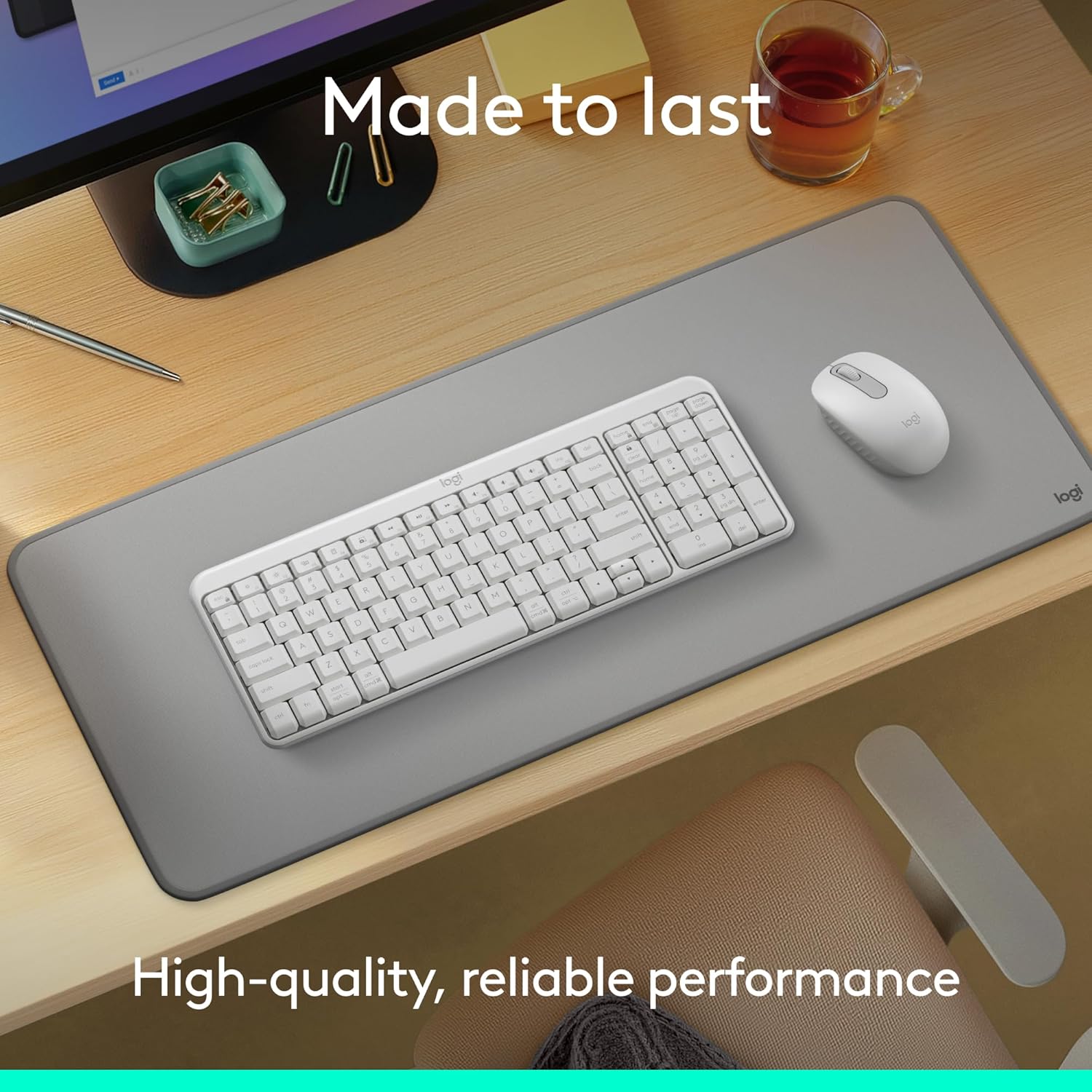 Logitech MK250 Bluetooth Wireless Mouse and Keyboard Combo: Fast & Easy Connectivity, Compact Wireless Keyboard, Ambidextrous Mouse, Durable Build - Windows/MacOS - White