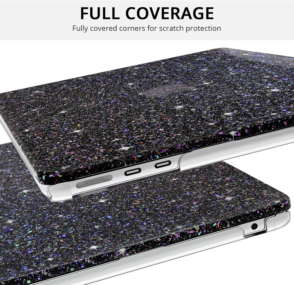 Anban Compatible with MacBook Pro 13 inch Case M2 M1 2025-2016 A2338 A2251 A2289 A2159 A1989 A1706 A1708, Plastic Hard Shell+Keyboard Cover+Screen Protector for MacBook Pro 13.3 inch Case, Shiny Black