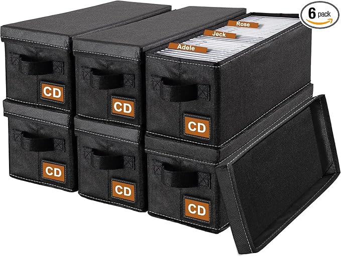 CD Storage Box & Case, Each Holds 35 CDs, Desktop & Closet CD Organizer by Salajory
