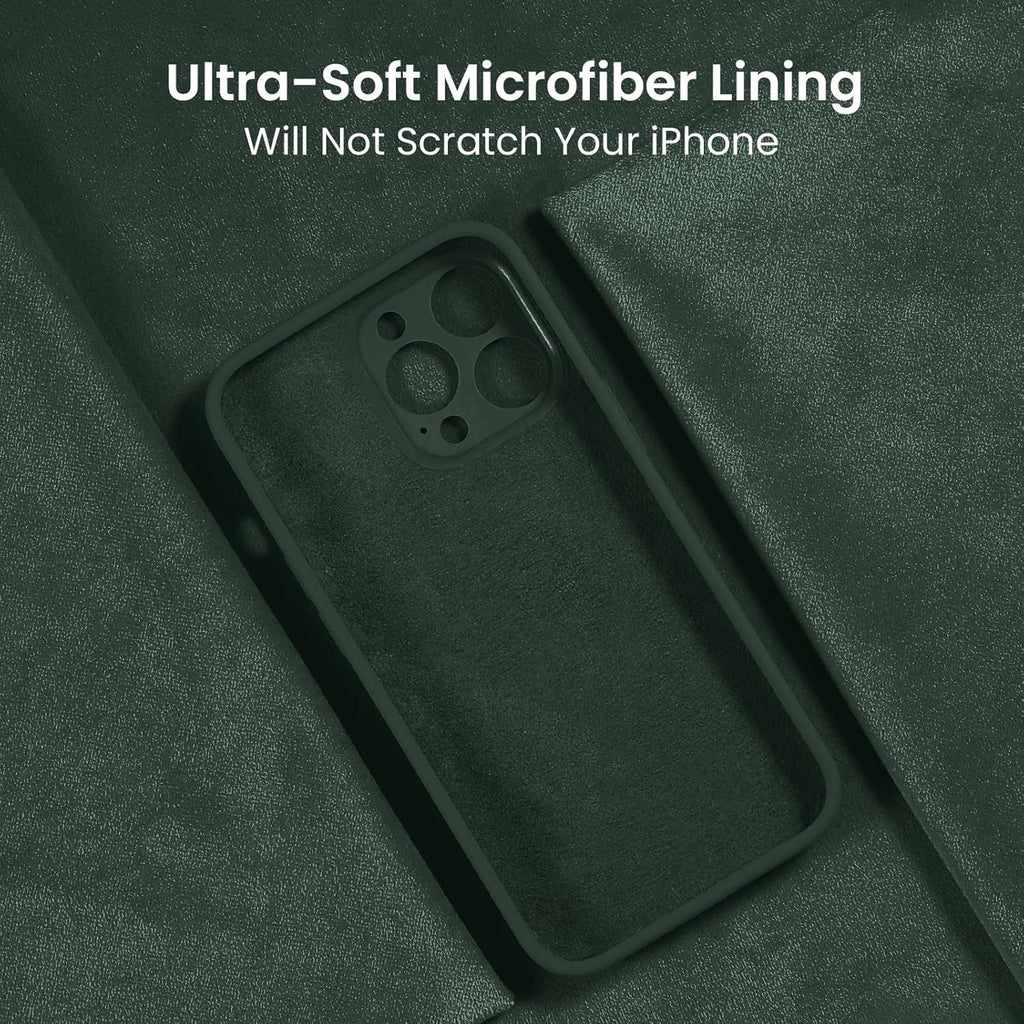 FireNova Designed for iPhone 13 Pro Max Case, Silicone [Camera Protection] Phone Case with [2 Screen Protectors], Soft Anti-Scratch Microfiber Lining Inside, 6.7 inch, Alpine Green