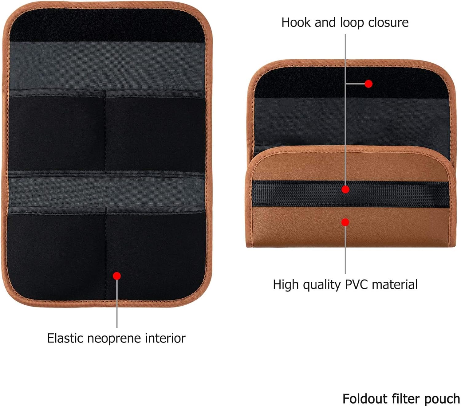PROfezzion 4-Pocket Foldout Filter Pouch for 82mm Camera Lens Round Filter, Shock Resistant & Anti Scratch Photography Filter Case, Filter Carry Case with Microfiber Cleaning Cloth