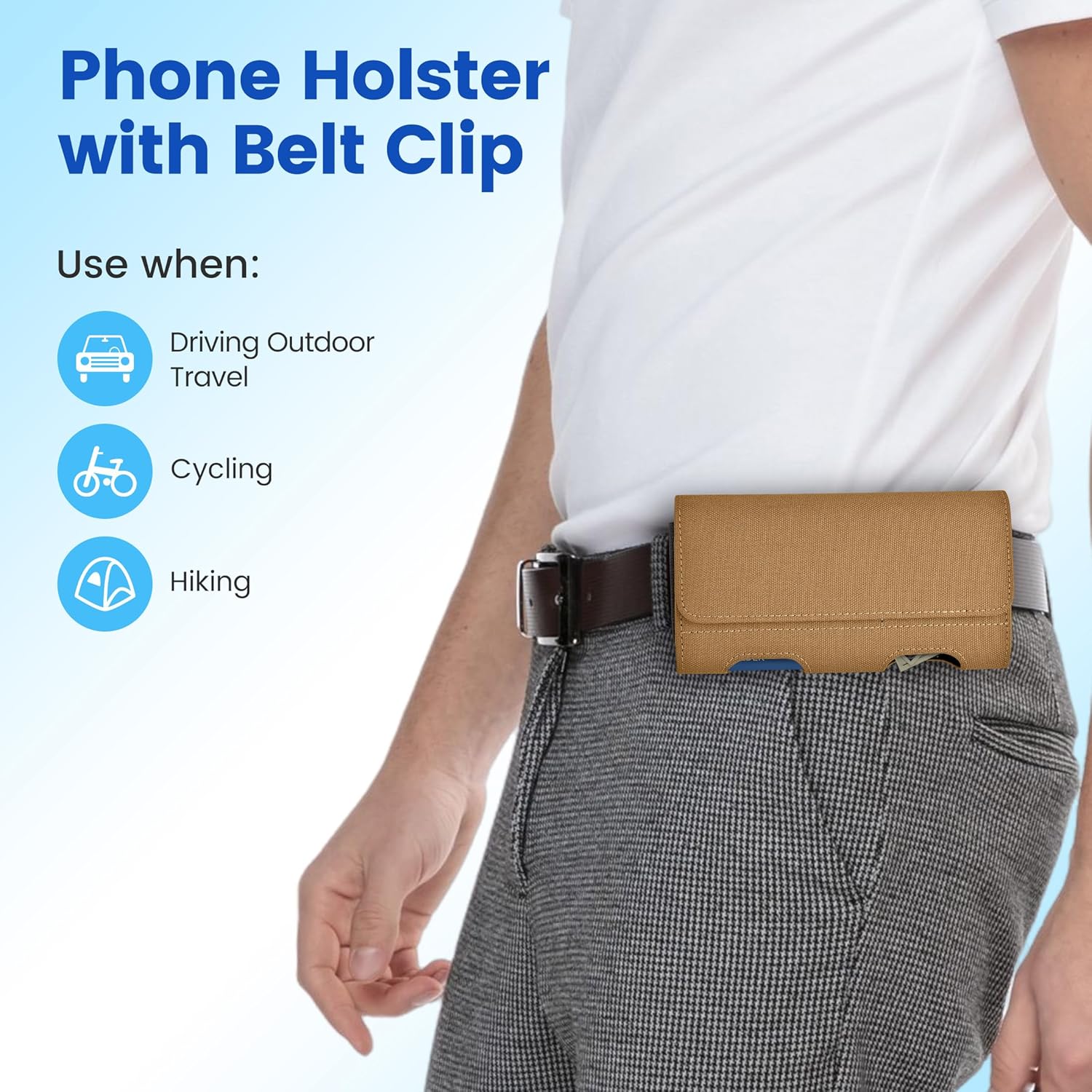 Mopaclle Nylon Cell Phone Holster for Samsung Galaxy S25 Ultra S24 Ultra,S23 Ultra,S22 Ultra, S21 Ultra,Note 20 Ultra A71 A23 A12 Moto G Stylus, Premium Phone Belt Holder with Belt Clip for Men