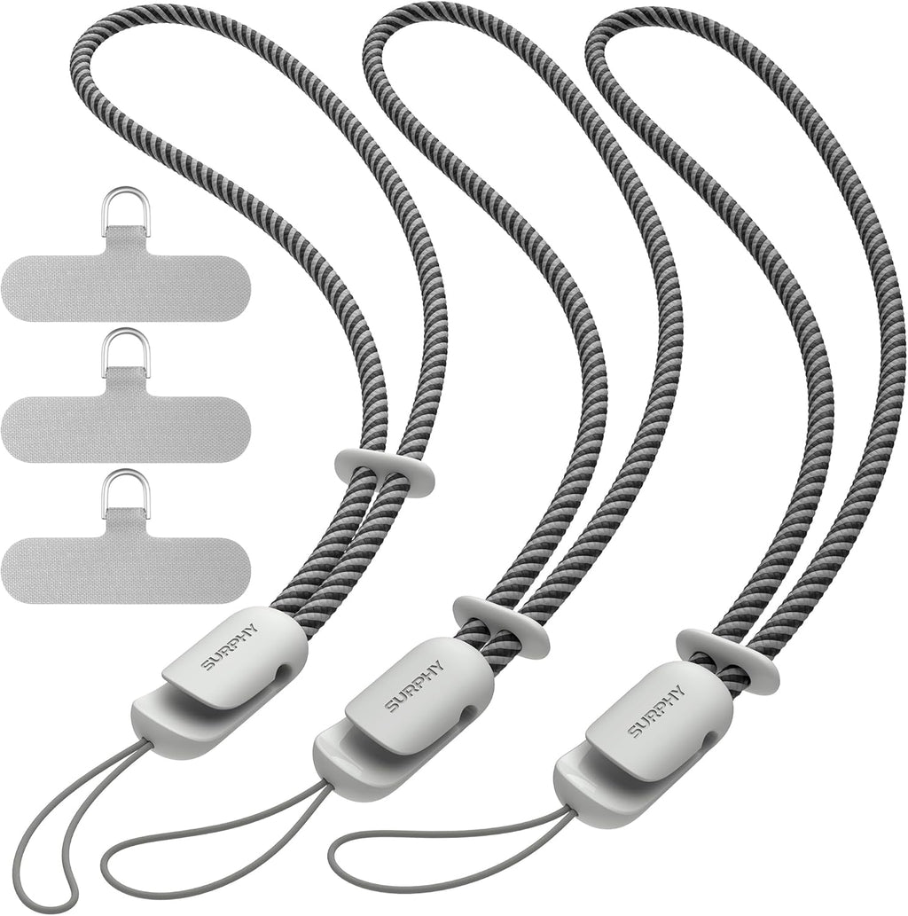 SURPHY 3 Pack Phone Wrist Strap with CellPhone Tether Tab, Cellphone Lanyard, Phone Strap with 2-Color Braided, Wrist Lanyard