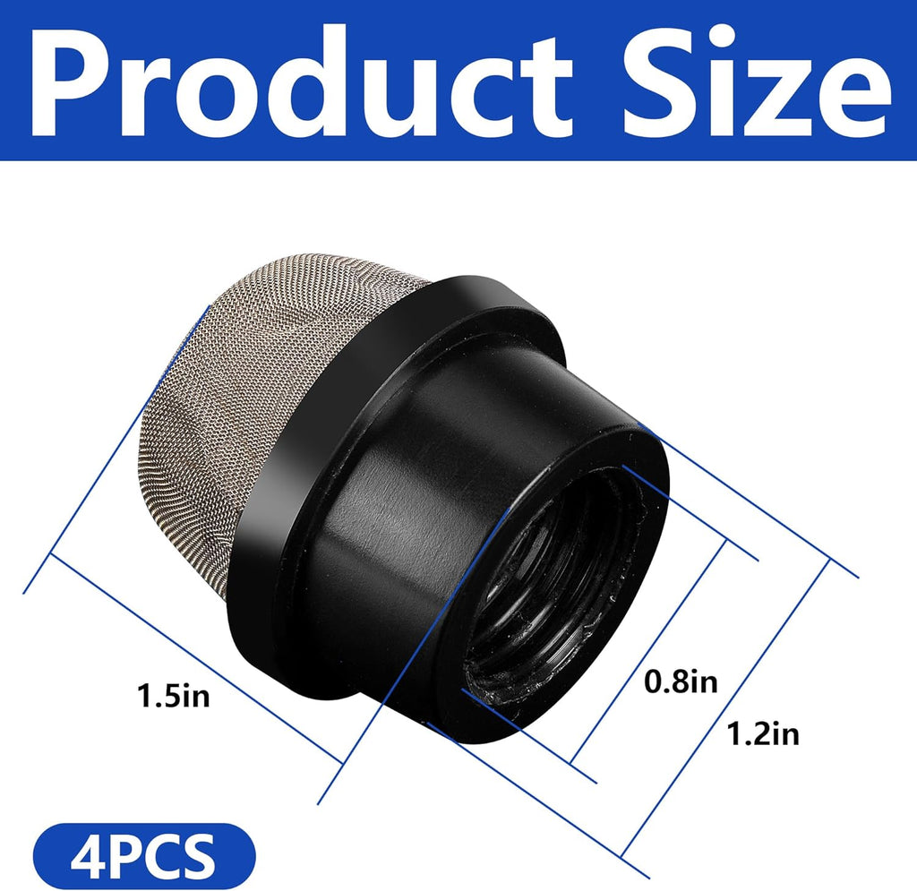 DECOHS 4 Pcs 190106Z Air Bleeder Screen Cap- Stainless Steel Screen Filter Cap Replacement Parts- Air Valve Strainer Cap for Most Pools Filters