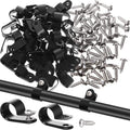 Hicarer 50 Pack R-Type Cable Clip Wire Clamp, Nylon Screw Mounting Cord Fastener Clips with 50 Pack Screws for Wire Management (Black, 1/2 Inch)