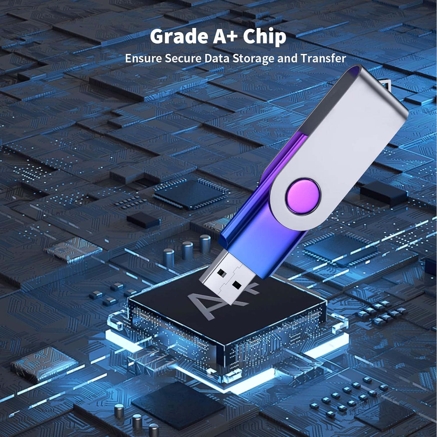 ABLAZE 1GB Flash Drive 2 Pack, USB 2.0 Thumb Drives with Lanyards Swivel USB Memory Stick 1GB（Green and Purple