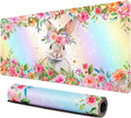 Lokigo Cute Rabbit Desk Pad, Gaming Mouse Pad 31.5"x15.7", Waterproof Big Mouse Pad for Desk Rubber Base Desk Matt with Stitched Edges Keyboard Mousepad for Laptop, Game, Work, Study, Bunny