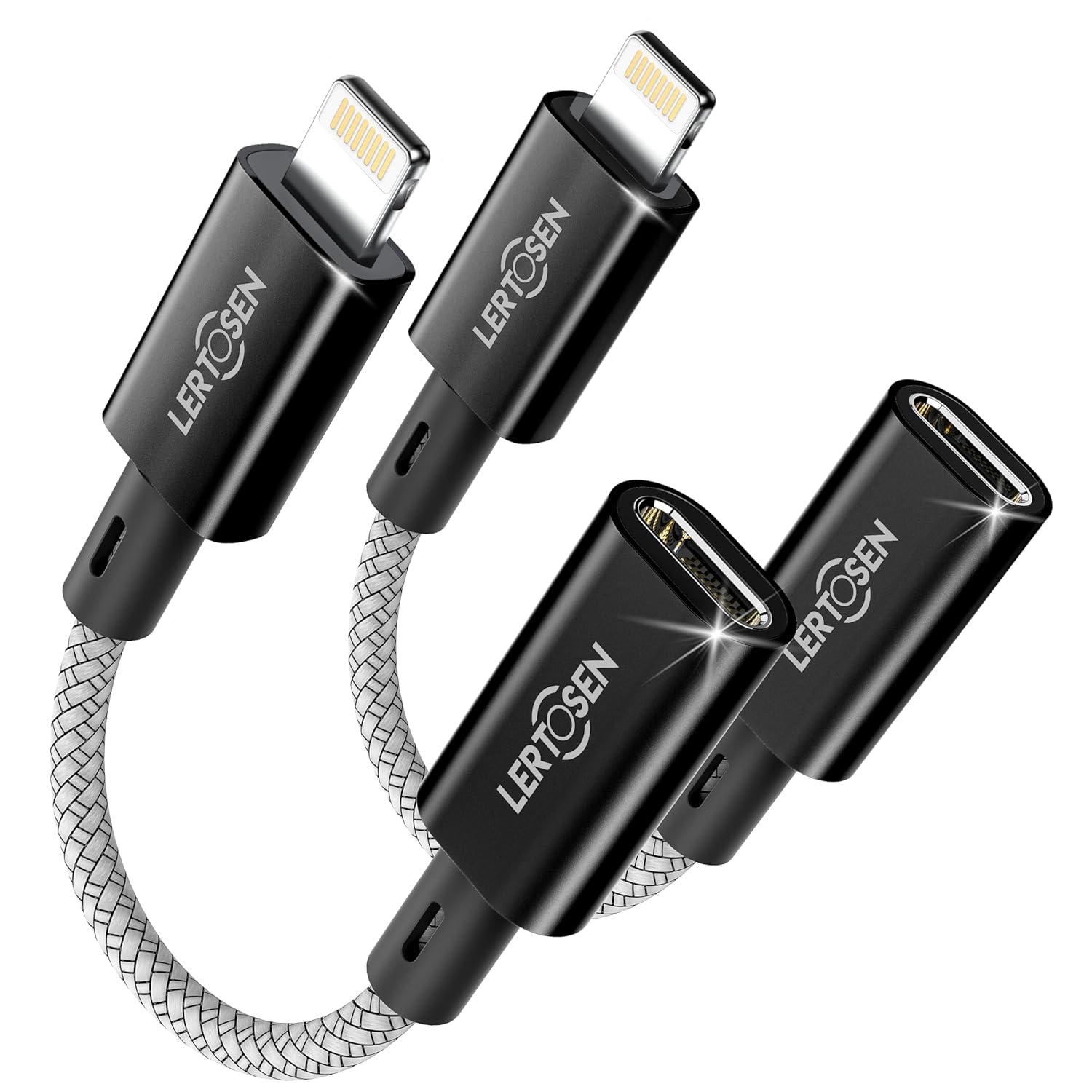 2 Pack 27W USB C to Lightning Cable Adapter, PD Fast Charging & Data Transfer, Type C Female to Lightning Male Charger Converter Cord for iPhone 14/13/12/11,iPad, Airpods,Not for Audio/Headphone/OTG