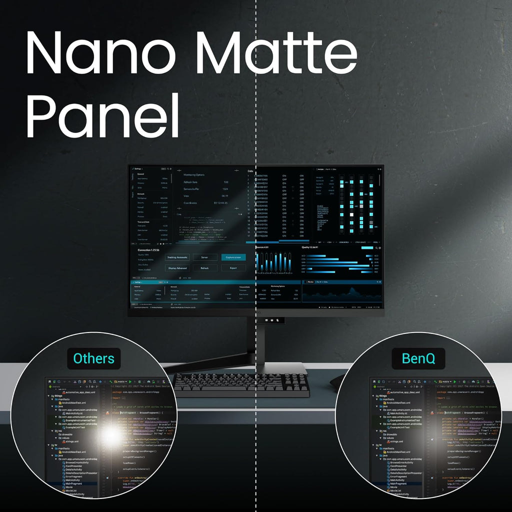 BenQ RD320UA 32” 4K 3840x2160 Programming Monitor with 2000:1 Contrast Ratio, Nano Matte Panel, MoonHalo, 90W USB-C, Coding Modes, Night Hours Protection, Ergonomic Stand, and Eye-Care Technology