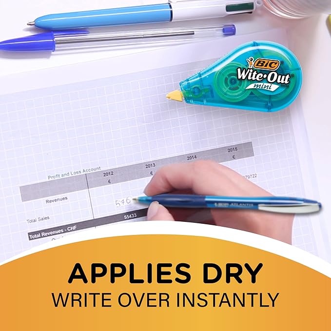 BIC Wite-Out Mini Correction Tape, No Dry Time, Long Lasting - Image 6