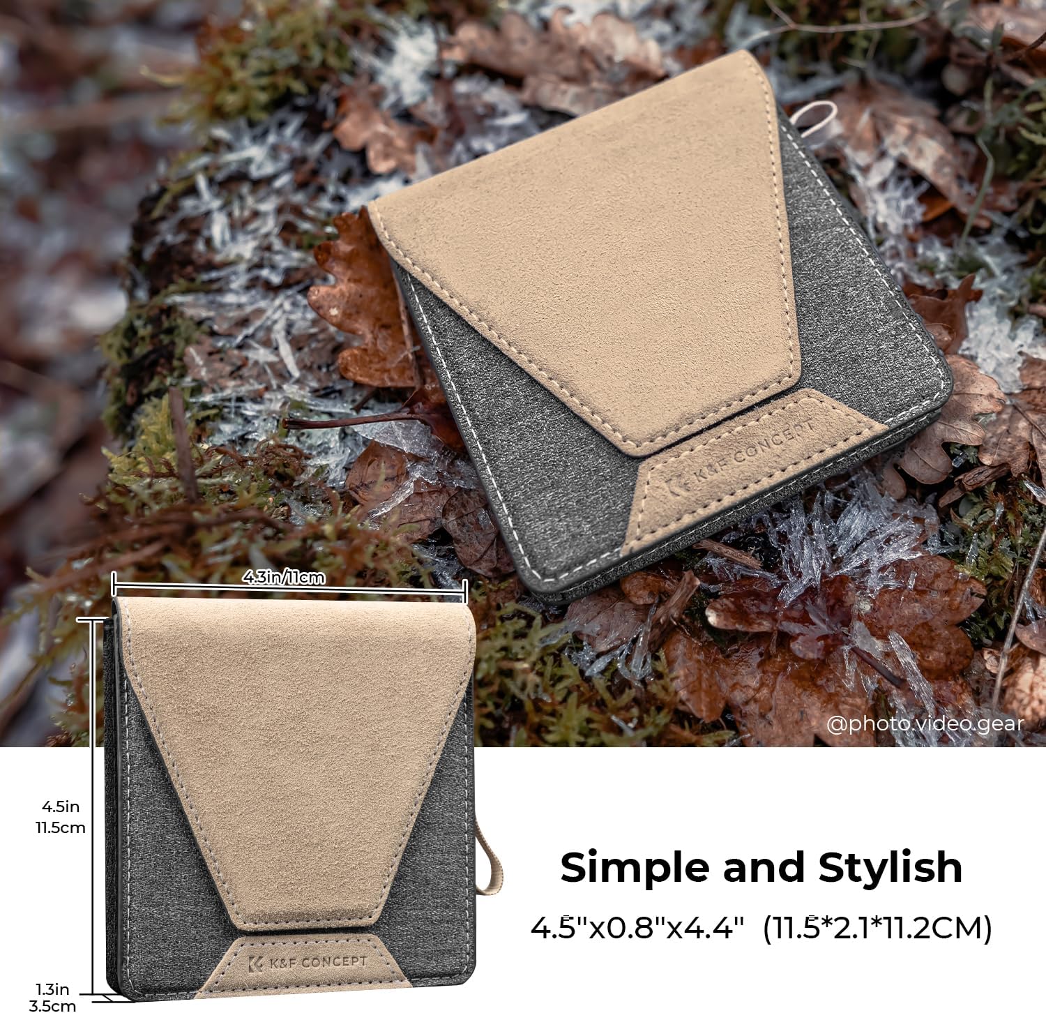 K&F Concept Lens Filter Case 4 Pocket, Leather Carrying Filters Bag Pouch for Square ND CPL etc Filters up to 100x100mm, Designed NANO-X Series Square Bracket 100mm