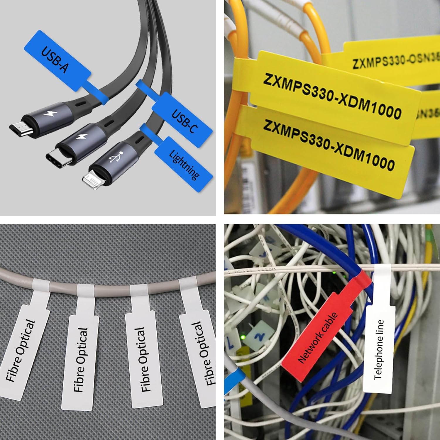 100 Pcs Cable Labels - Waterproof Wire Cord Label, Tear Resistant Wire Labels, Self Adhesive Cord Organizing Label, for Cable Management, Compatible with PUQU AQ20 Label Makers(Yellow) 38x60mm