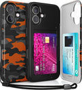 TORU CX Slim for iPhone 16 Case Wallet | Protective Shockproof Heavy Duty Cover with Hidden Card Holder & Card Slot | Mirror & Wrist Strap Included - Camouflage