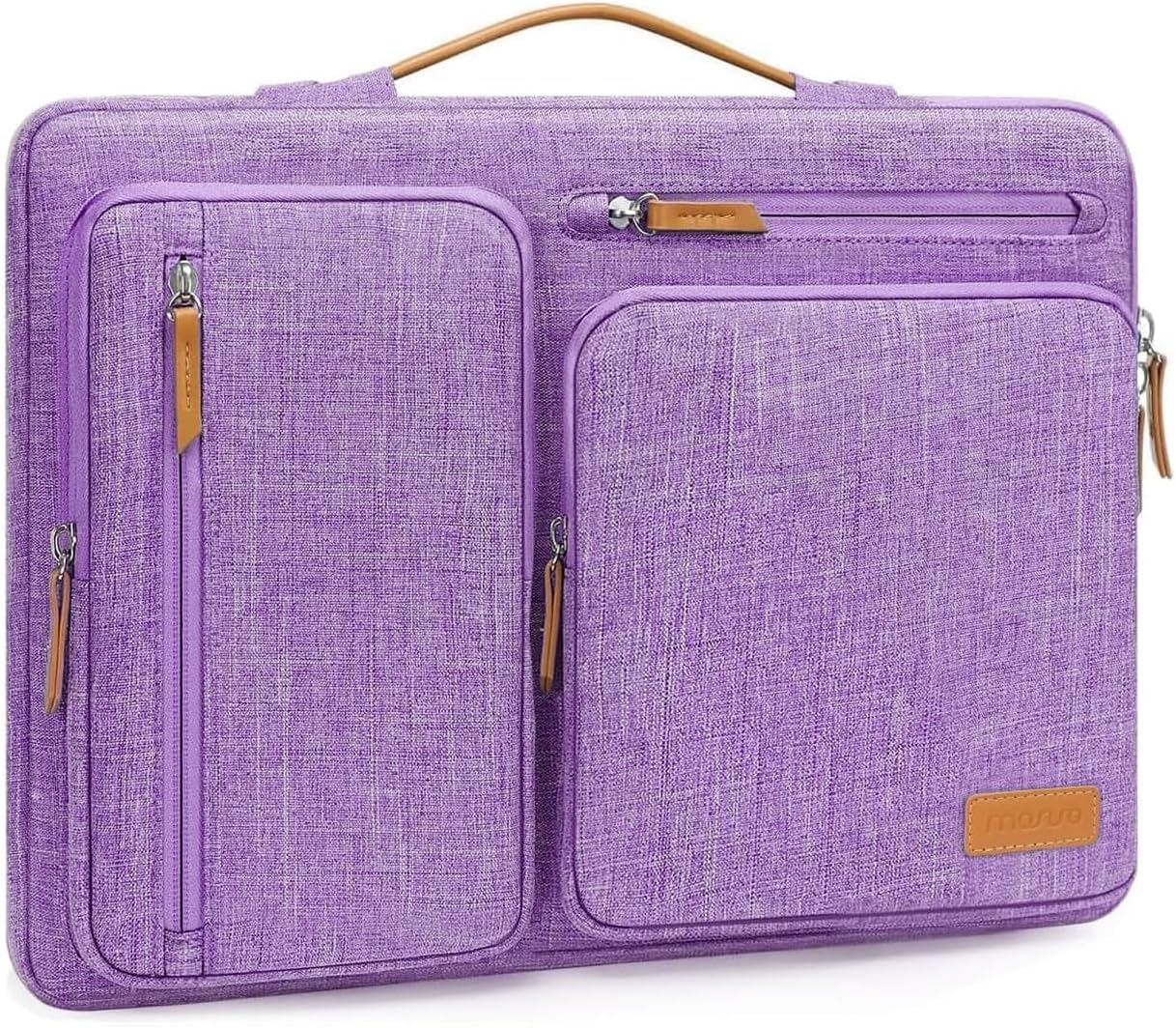 MOSISO 360 Protective Laptop Case 15 inch, 15 inch Laptop Sleeve Compatible with MacBook Air M4 M3 M2 2025 2024 2023, Dell XPS Plus, Side Open Carrying Case with 4 Zipper Pockets&Handle, Lilac