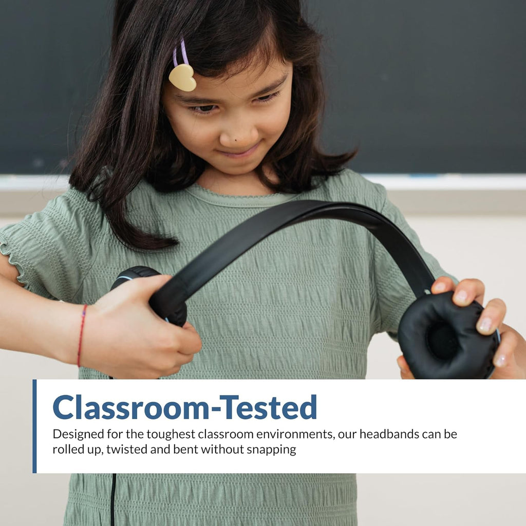 Cyber Acoustics Stereo USB Headset (AC-5008A), in-line Controls for Volume & Mic Mute, Adjustable Mic Boom for PC & Mac, Perfect for Classroom or Home