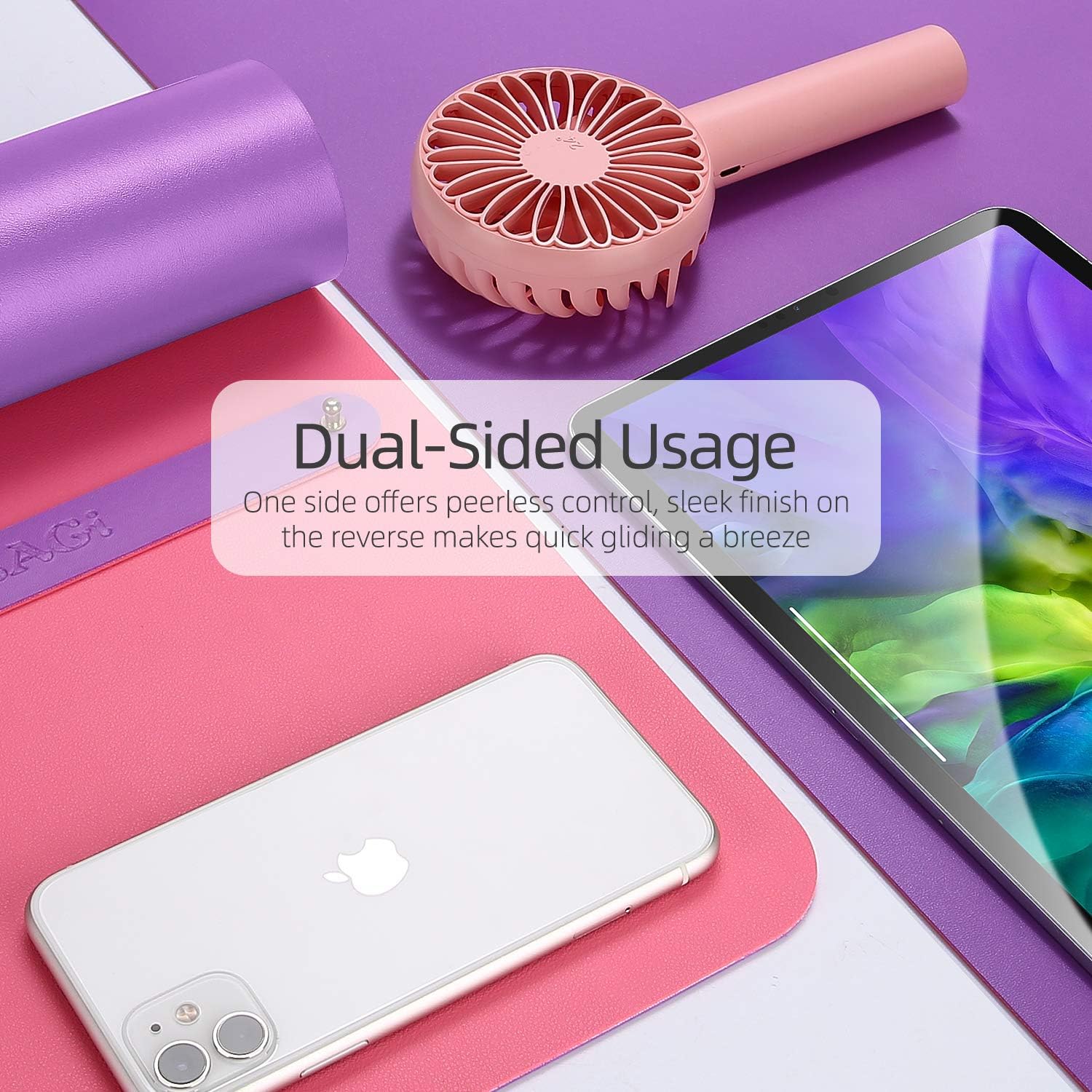 YSAGi Multifunctional Office Desk Pad, Ultra Thin Waterproof PU Leather Mouse Pad, Dual Use Desk Writing Mat for Office/Home (31.5" x 15.7", Aconite Violet+Eosine Pink)