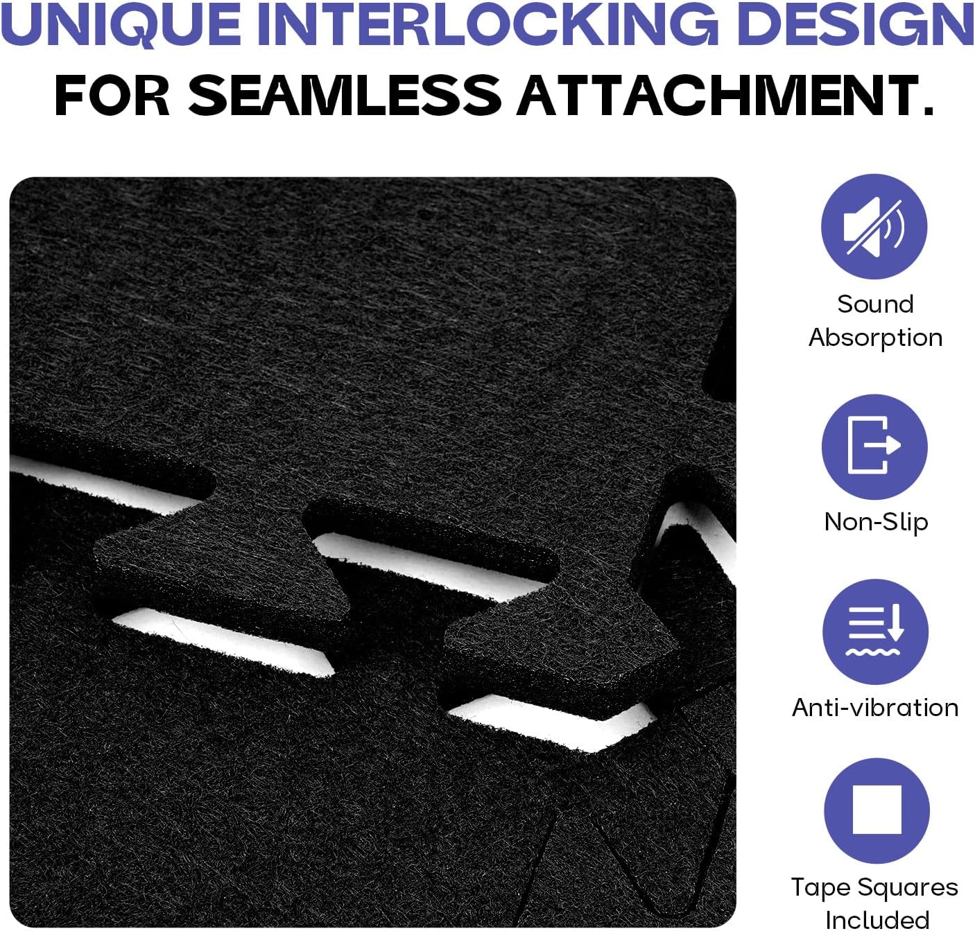 Starfavor Sound Absorbing Interlocking Floor Mats 20 Pcs, 11.8" x 11.8" Soundproof Rug Pad Non-Slip Anti-Vibration Acoustic Pads Piano Carpet Drum Rug