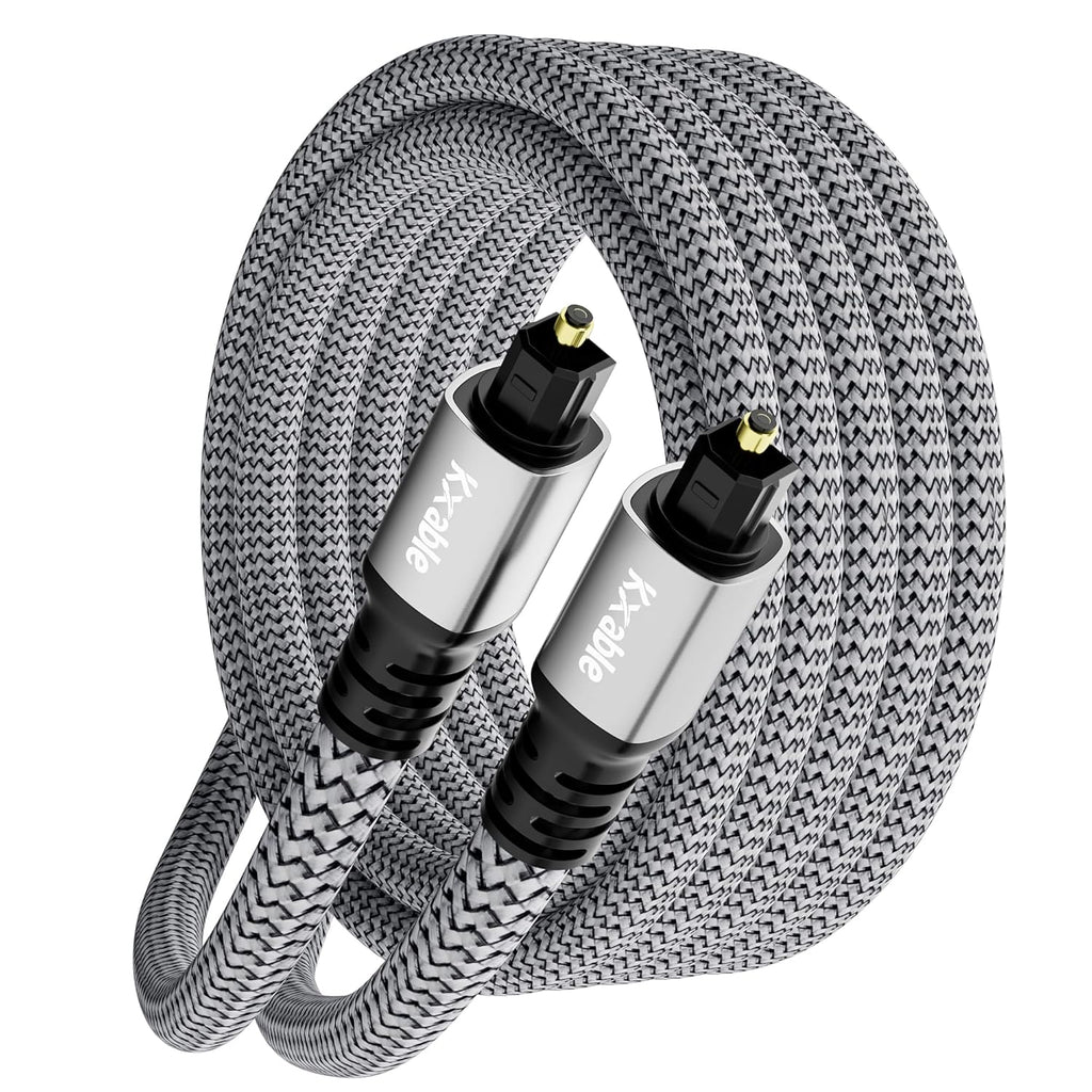 Optical Audio Cable 6.6FT /2M, Digital Audio Cable, Toslink Fiber Optic Cord, [Nylon Braided, Slim Aluminum Shell, Gold Plated Connector], for Home Theater, Sound Bar, PS4, Xbox, TV and More