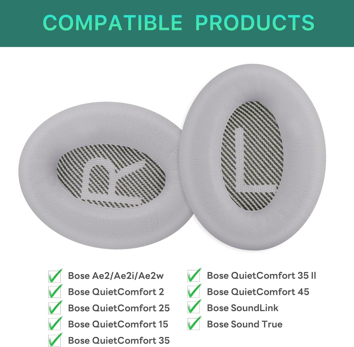 Replacement Ear Pads for Bose QuietComfort 35 (QC35) & Quiet Comfort 35 II (QC 35 ii) Headphones, EarPads Cushions with Noise Isolation Memory Foam, Softer Protein Leather, Added Thickness
