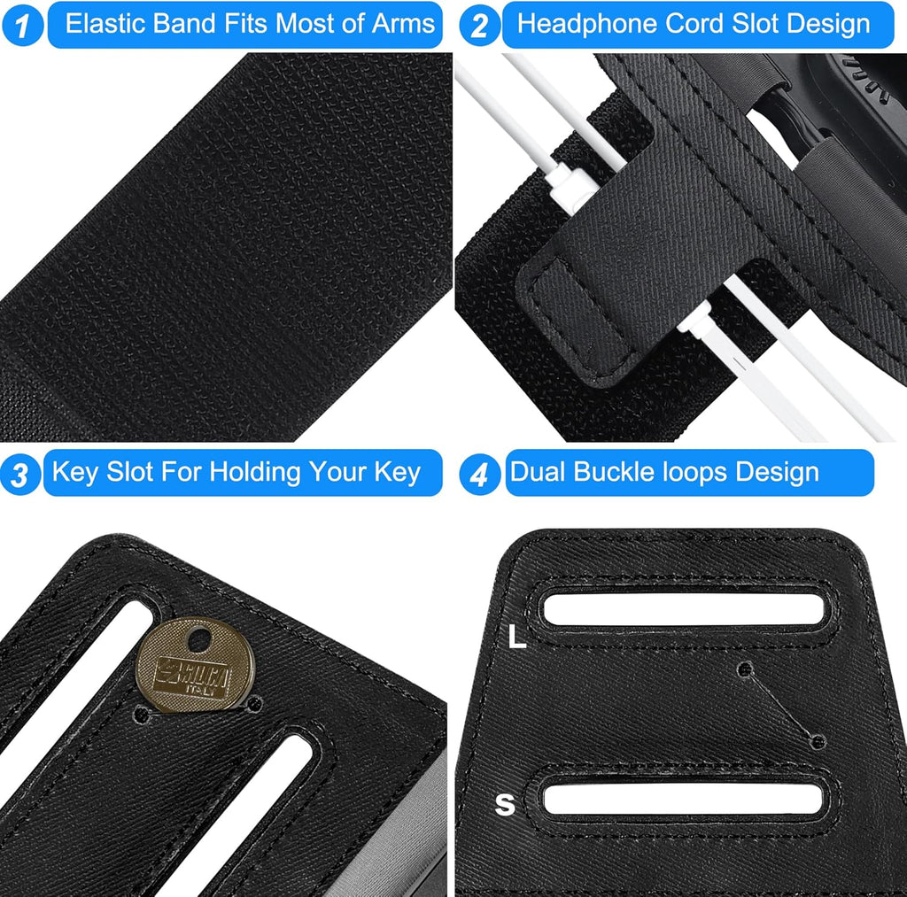 Cell Phone Running Armband - Detachable & 360° Rotatable Universal Cellphone Arm Band for iPhone 16 15 14 13 12 Pro Max Plus Samsung Galaxy Note S24 S23 for Workout Exercising Walking Jogging