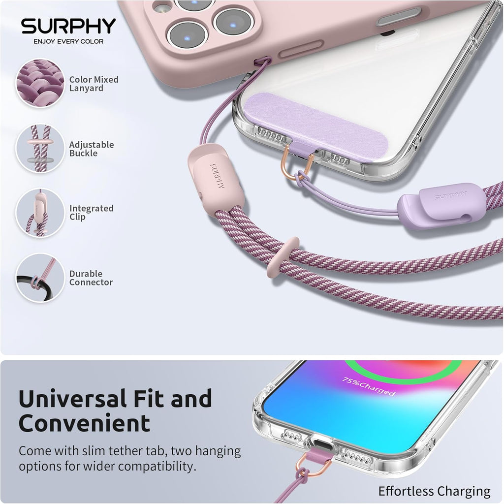 SURPHY 3 Pack Phone Wrist Strap with CellPhone Tether Tab, Cellphone Lanyard, Phone Strap with 2-Color Braided, Wrist Lanyard
