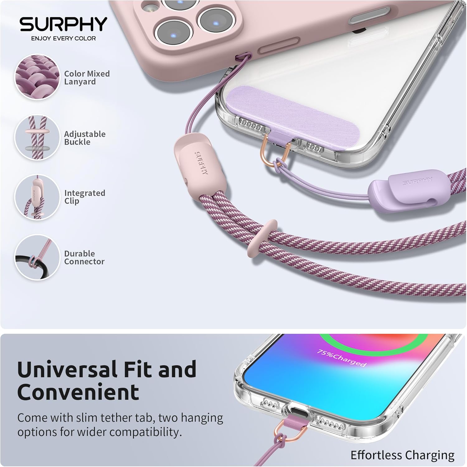SURPHY 3 Pack Phone Wrist Strap with CellPhone Tether Tab, Cellphone Lanyard, Phone Strap with 2-Color Braided, Wrist Lanyard