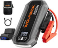 WOLFBOX 2000A Jump Starter, 12000mAh Battery Jumper Starter Portable with LED Display, 12V Car Battery Jump Starter Pack (7L Gas 6L Diesel Engine) with Booster, LED Light, Jumper Cables (NO Adapter)