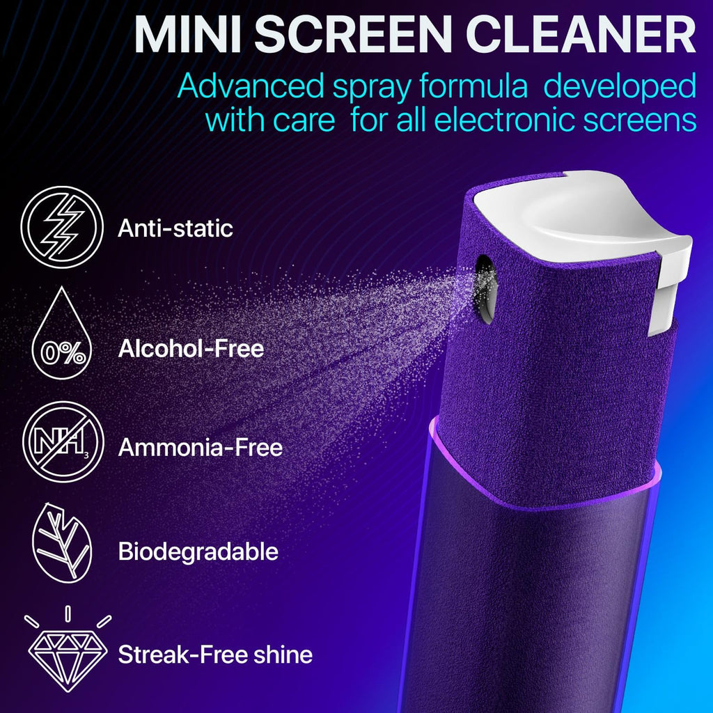 Mini Screen Cleaner Finger Proof Spray for Smartphones, iPads, MacBooks, Laptops, Car Screens, Touchscreens 3 in1 Mist Cleaner, Microfiber Cloth and Protective Cover (Rose)