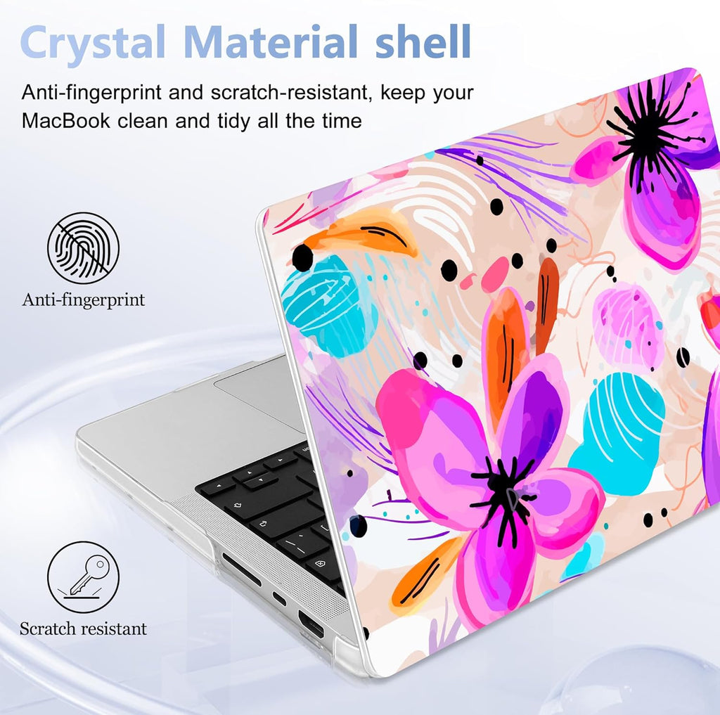 for MacBook Pro 16 inch Case 2021 2022 2023 2024 Release A3186 A3403 M4 A2991 M3 A2780 M2 A2485 M1 Pro/Max, Hard Shell Case with Screen Protector & Keyboard Cover, Trendy Floral