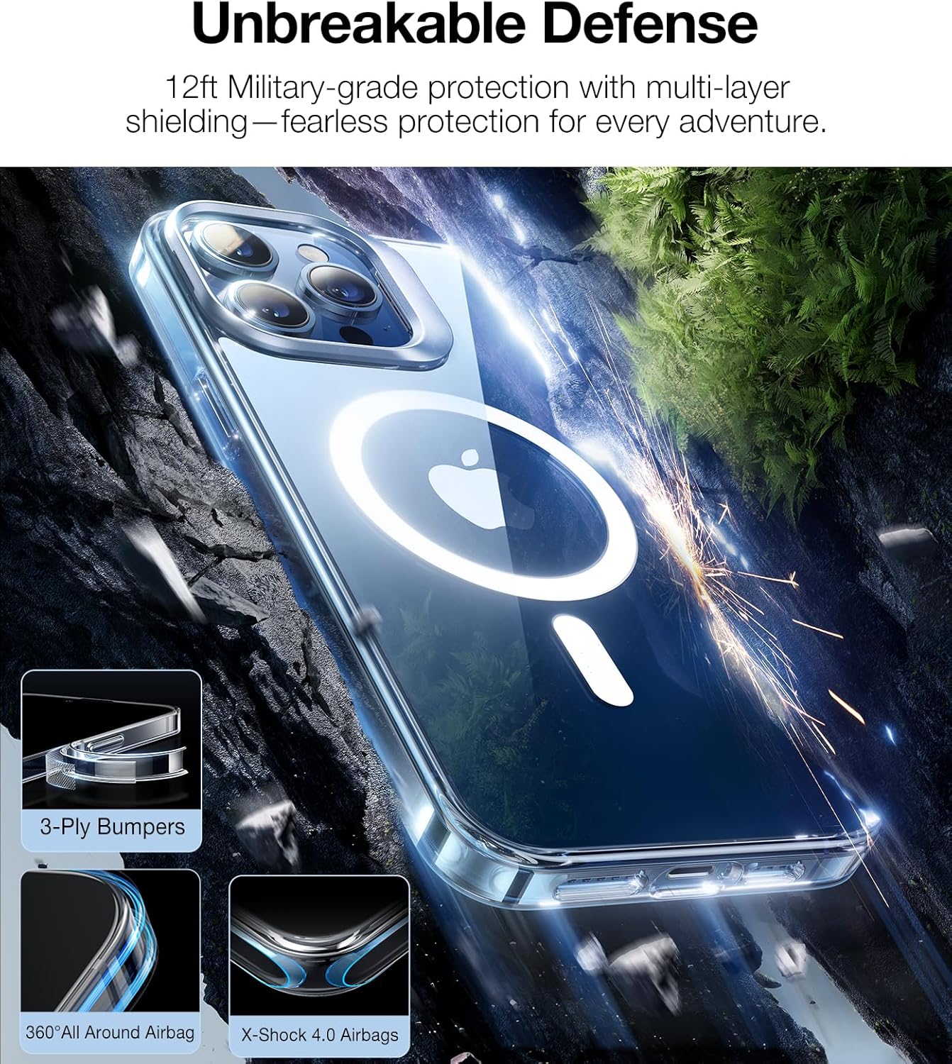 TORRAS Magnetic Kickstand for iPhone 15 Pro Case, [Compatible with MagSafe] [Built-in Camera Stand], Dual Camera Protection Mil-Grade Shockproof Anti-Yellowing Kickstand Case, Crystal Clear, 6.1"