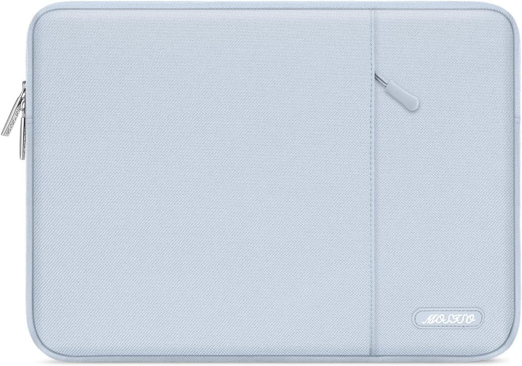 MOSISO Laptop Case 13.3 inch, 13-13.3 inch Laptop Sleeve Compatible with MacBook Air/Pro 13 / Pro 14, HP Dell ASUS Lenovo Notebook, Polyester Vertical Computer Sleeve Bag with Pocket, Baby Blue
