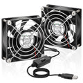 80mm x 25mm USB Fan 2 Packs 5V Small Computer Case Fan with Speed Control for CPU Xbox PlayStation Router Entertainment Cabinet 3D Printer