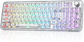 YUNZII X98 QMK/VIA Wireless Mechanical Gaming Keyboard with Knob,Tri-Mode BT5.0/USB-C/2.4GHz Hot Swappable Keyboard,Pre-lubed Switches Gasket Mount RGB Backlit for Wins/Mac (White, Snow Switch)