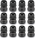 QILIPSU 12pcs 1/2" NPT Cable Gland Waterproof IP68 Nylon Cable Pass Through Cord Grip Connector Strain Relief Wire Grommet