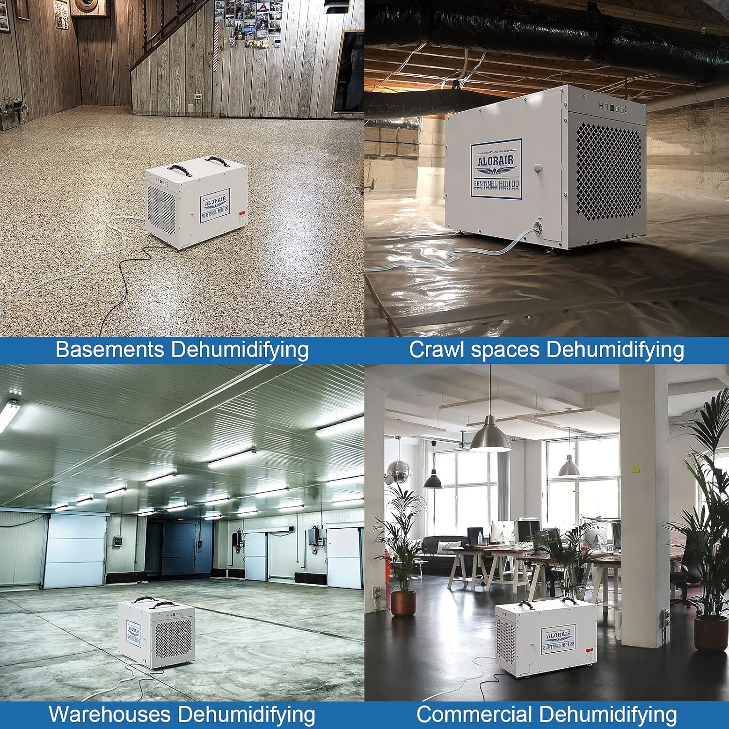 ALORAIR Sentinel HDi100 Commercial Dehumidifier with Pump, 220 Pints Whole Homes Dehumidifier for Crawl Spaces, Basements, up to 2,900 sq. ft. cETL