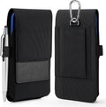 BECPLT for iPhone 16/15/14/13/12 Pro & Galaxy S24/S23/S22/S21 - Nylon Phone Holster with Belt Clip, Loops - Black
