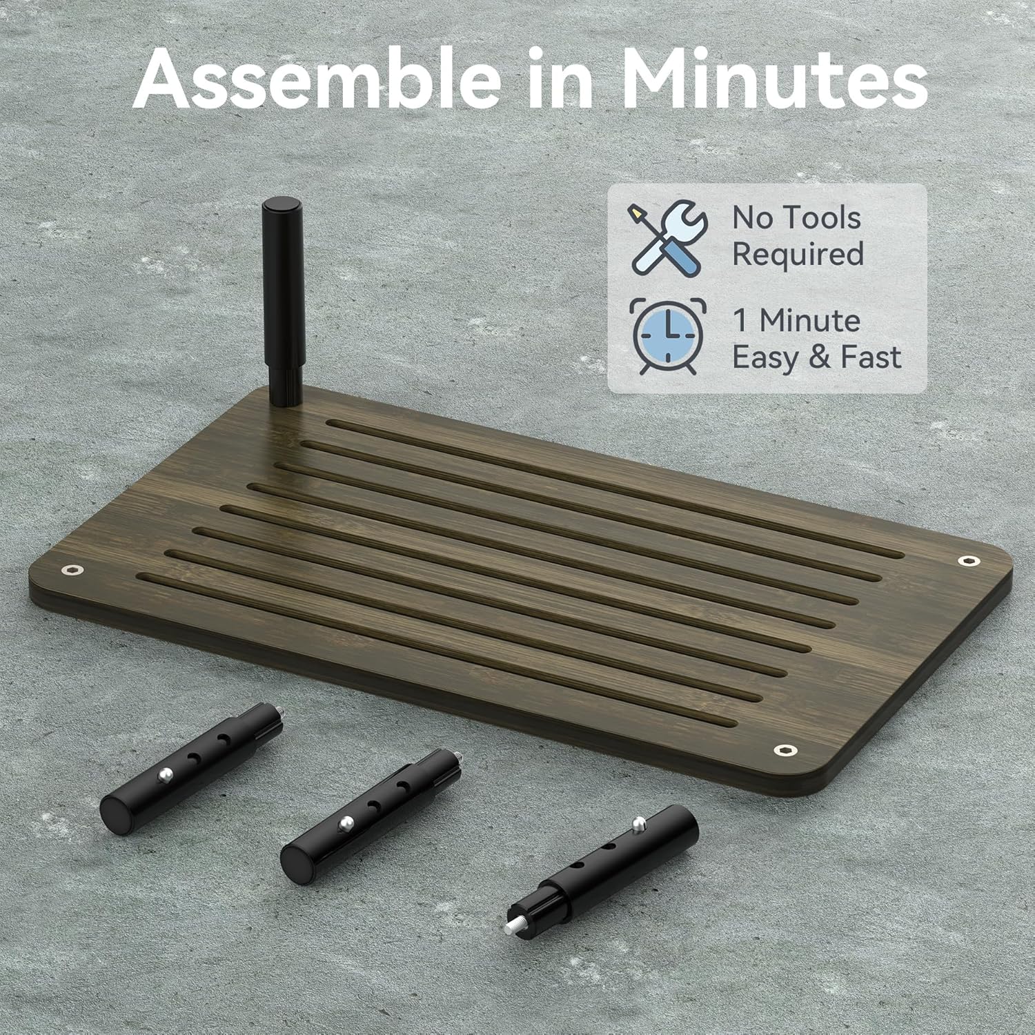 Bamboo Monitor Stand Riser, 4 Adjustable Height, 15.55x9.25 Laptop Stand with Airflow Vents, Desk Organizer for Computer, PC, Printer (Wenge)