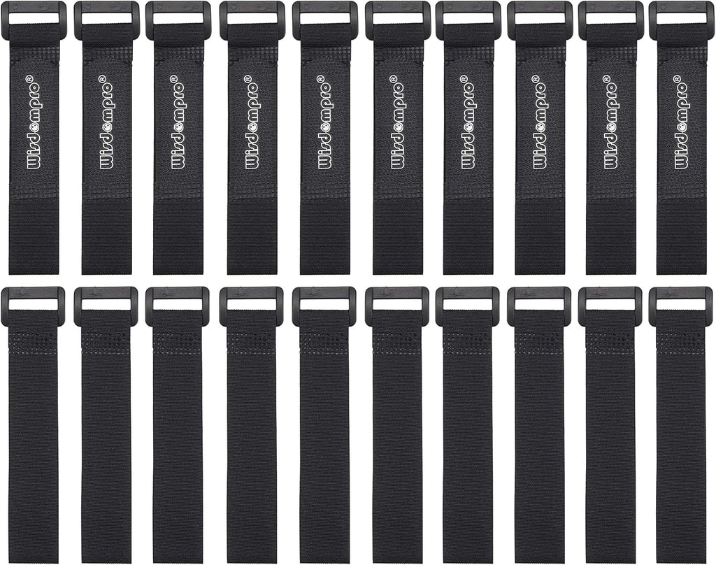 20 Pack 0.8 x 8 Inches Hook and Loop Reusable Fastening Cable Tie Down Straps by Wisdompro - Reusable, Durable Functional Ties to Keep Your Home, Office, Workspace from Tangled Messes of Cords