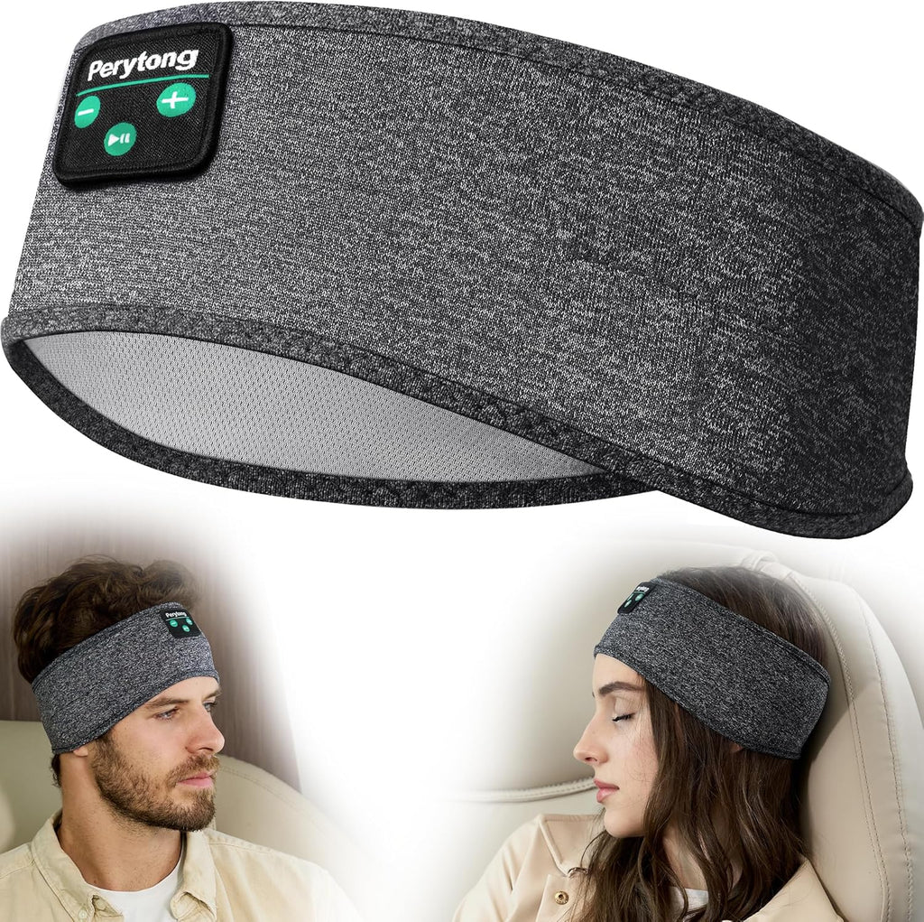 Perytong Sleep Headband - Bluetooth Sleeping Headphones for Side Sleepers - Comfortable Headband with Thin Speaker Microphone Gift Ideas for Women & Men