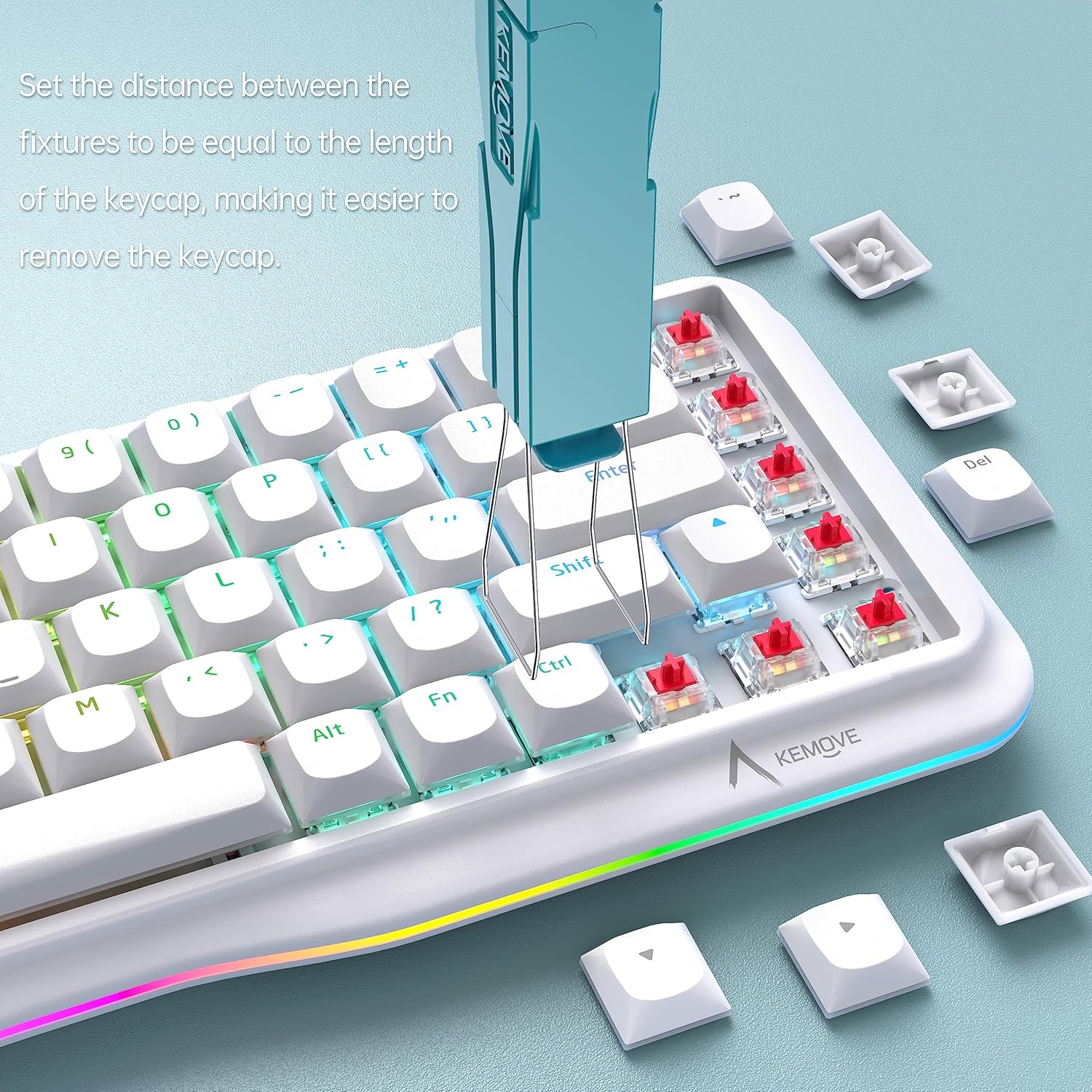 KEMOVE P10 2-in-1 Switch Puller Keycap Puller for Mechanical Keyboard, 304 Stainless Steel Key Switch Keycap Puller, Easily Remove and Replace Gaming Keyboard Switches and keycaps - Blue