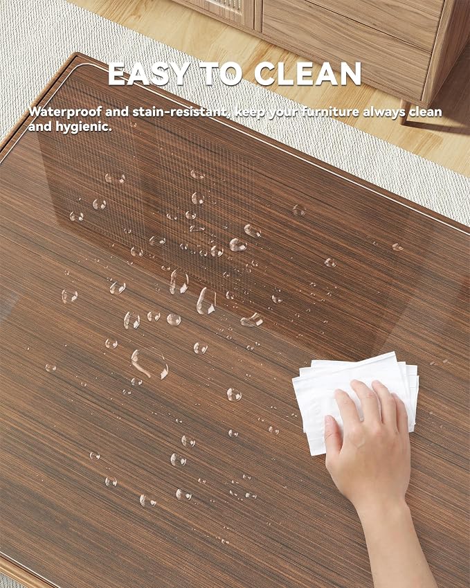 Oterri Clear Writing Desk Pad, 20’’x40” Heat Resistant Waterproof PVC Round - Image 6