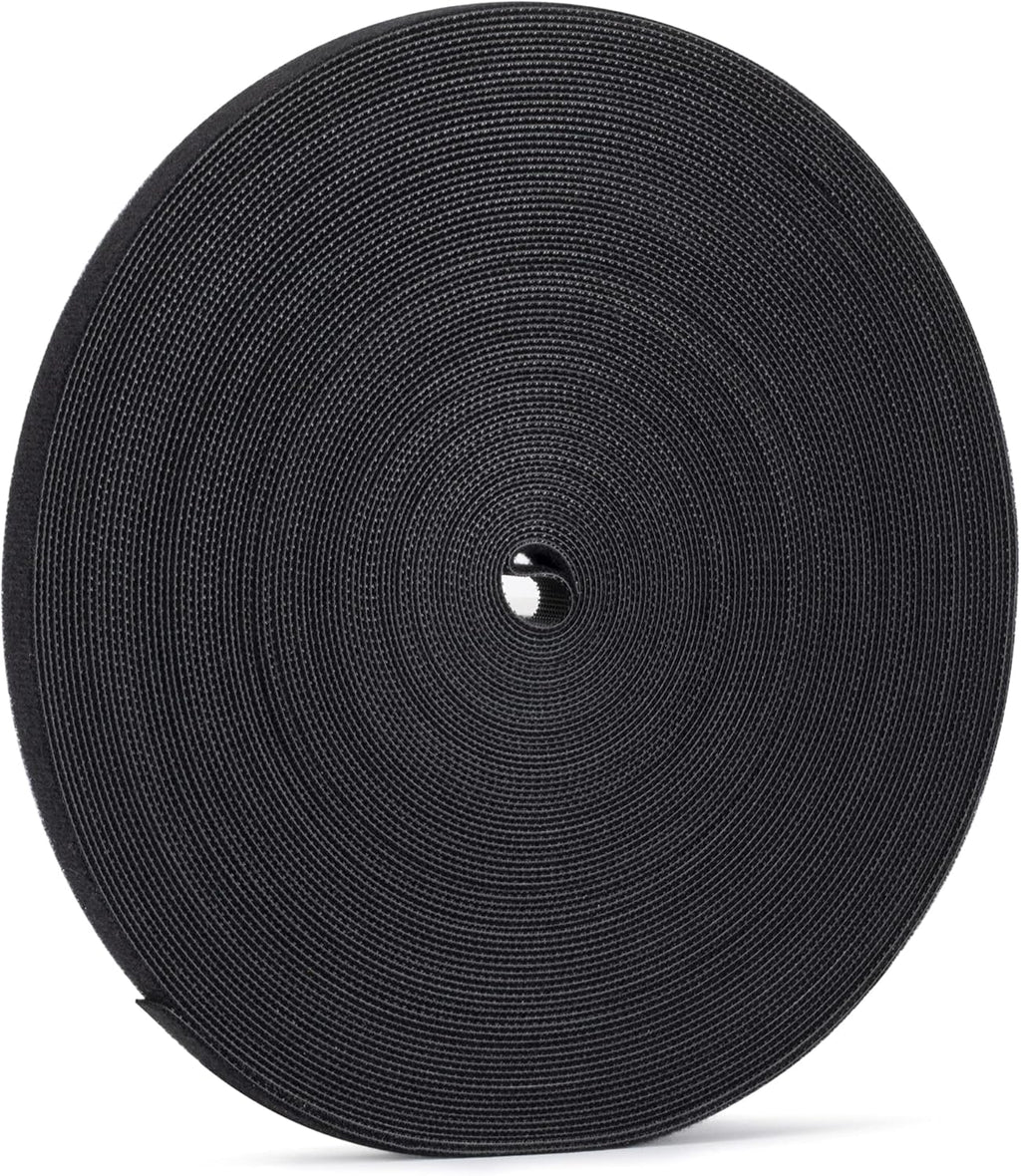 1/2 inch Reusable Fastening Tape Cable Ties Double-Sided Hook-and-Loop Cable Management Tape (Black 25 Yards)