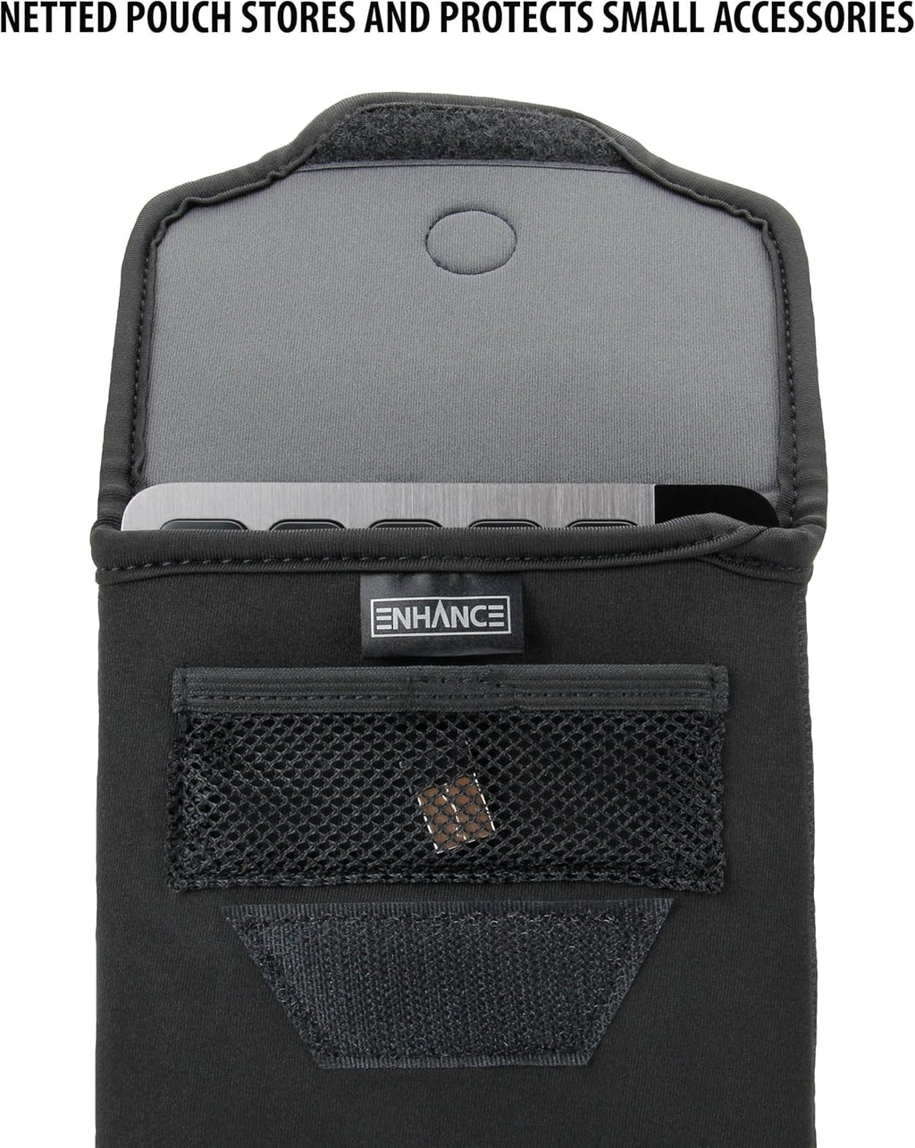 ENHANCE Bluetooth Keyboard Sleeve Case for Logitech K810, Anker, Apple Magic Keyboard (up to 11.5 Inches) with Neoprene Construction, Wireless Mouse Storage & Cable and Charger Pouch