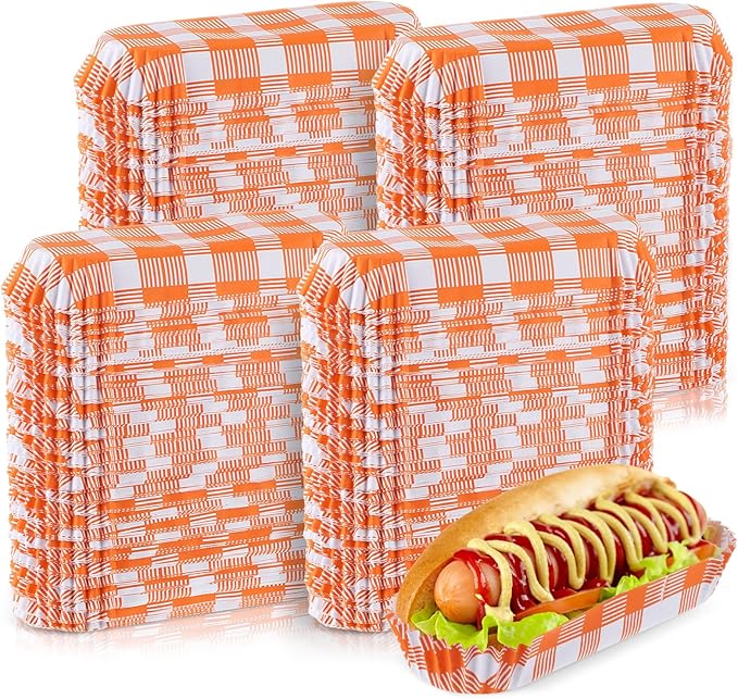 Yinkin 300 Pcs Paper Hot Dog Trays Valentine's Day 6 Inch Food Trays Concession by Yinkin