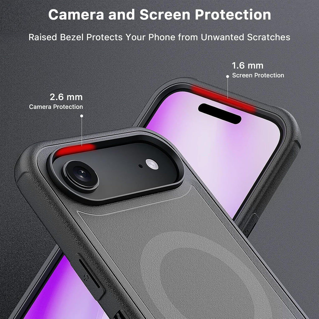 M MYBAT PRO for iPhone Air Case with Belt Clip Holster, [Compatible with Magsafe] w/Screen Protector, Anti-Drop, Shockproof, w 360°Rotating Kickstand,Heavy Duty Protection (Black)