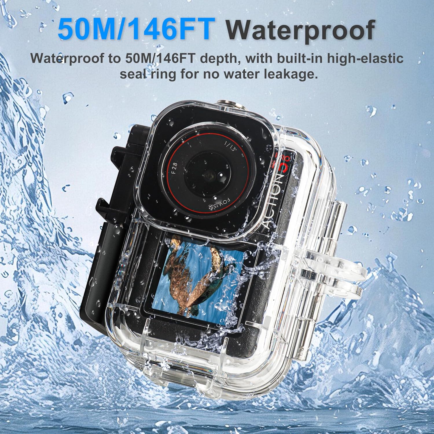 FitStill 164FT/50M Waterproof Case&3 Filters&Floating Hand Grip Stick Set Compatible for DJI Osmo Action 5 Pro Action 4 Action 3,Snorkeling Surfing,Wakeboarding Protective Cover Shell Accessories Kit