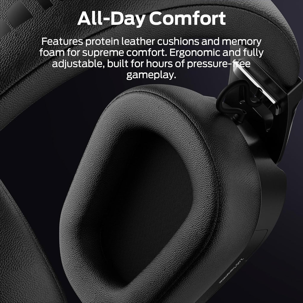 Monster Mission ANC200 Wireless Gaming Headset, 7.1 Virtual Surround Sound, ANC, Stealth Retractable Mic, 70HRS Battery, 2.4GHz or BT, for PC, PS5, Mobile, 3.5mm Audio Jack (Black)