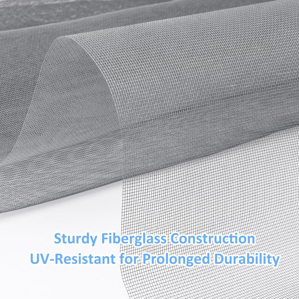 40"x118" Window Screen Mesh, Fiberglass Window Screen, Screen Door Mesh, Windows Screens and Screen Door Replacement, Patio Screen Mesh- Gray