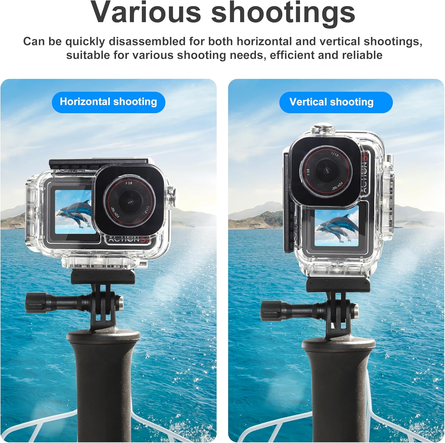 FitStill 196FT/60M Underwater Waterproof Case with Magnetic Quick Release Interface Compatible with DJI Osmo Action 5 Pro Action 4 Action 3,Protective Cover Invisible Diving Action Shell Accessory Kit